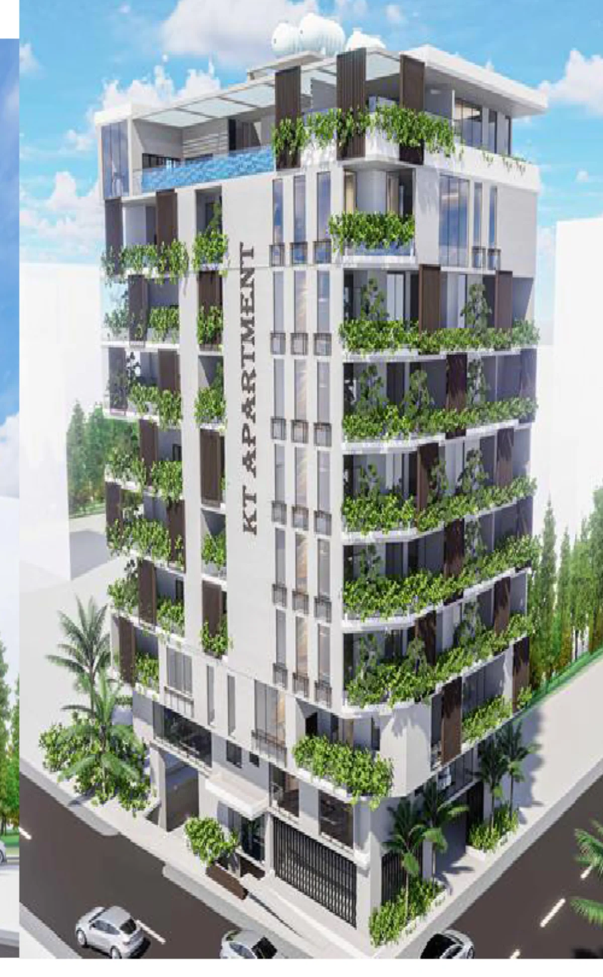 Architectural aerial visualisation of TERRAZ Residences